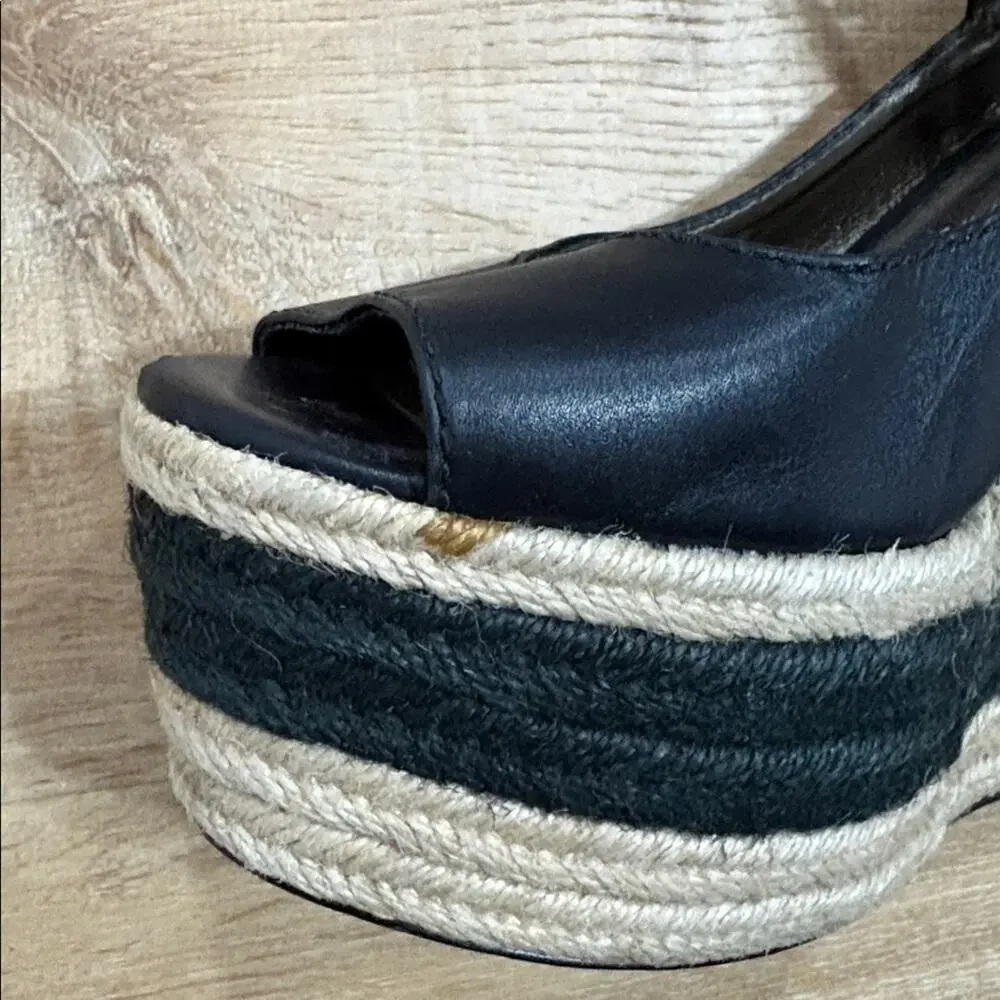 Pelle Moda wedge espadrilles platform peep toe heels